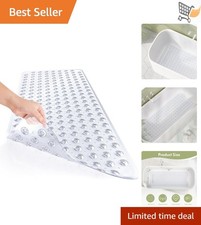Shower Mat Non Slip PVC 40x16 Inches with Suction Cups Drain Holes Bath
