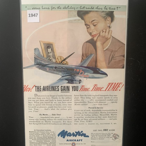 Vintage 1947 Martin Flugzeug Come Home For The Holiday Anzeige Werbung - Bild 2 von 2