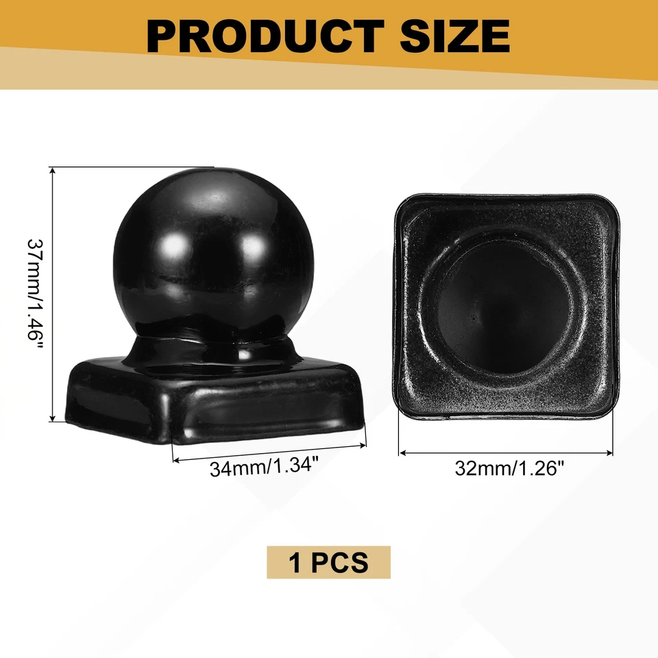 Capuchon de poteau boule métal, pour 1,26" avec sommet boule noir - Photo 2/4
