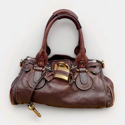 Chloe Paddington Handbag Padlock Leather Brown Auth Y2K ShoulderBag READ DESCRIPTION