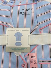Blue Stripes Boyfriend Shorts Pyjama Set UK Size 4-24 2XS-2XL