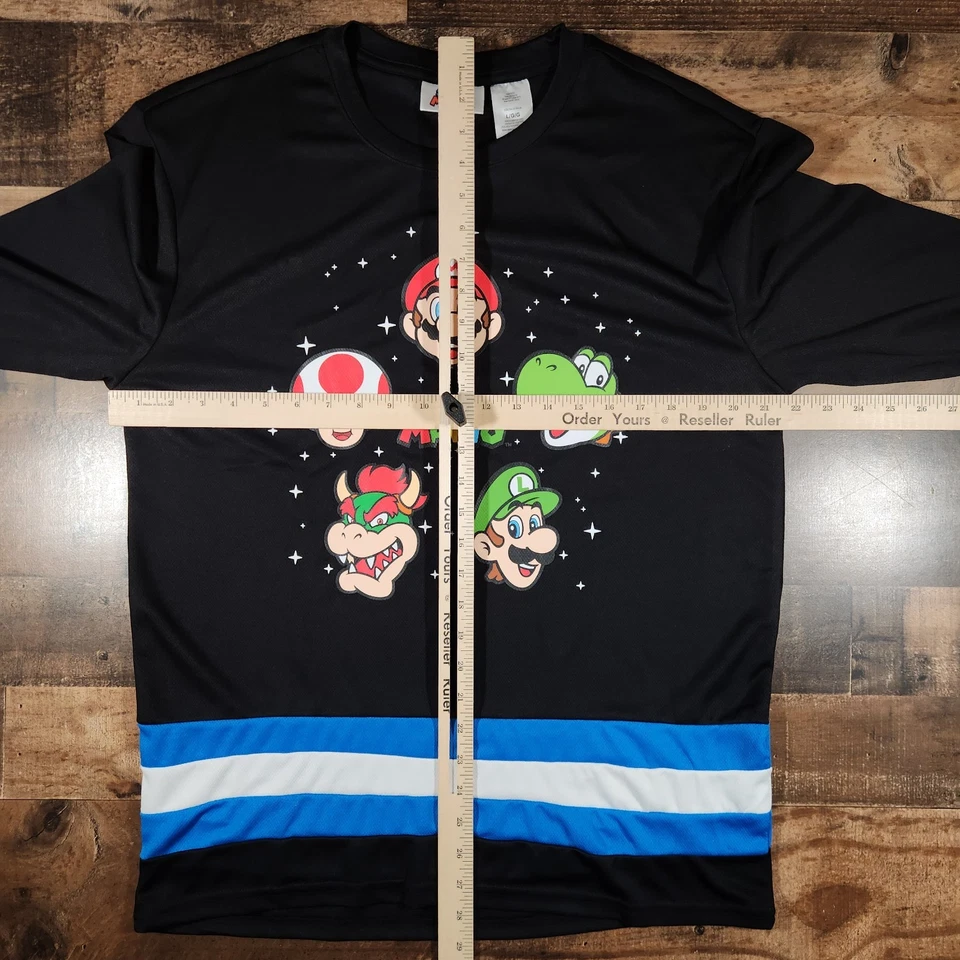Camiseta de hockey Nintendo Super Mario para hombre grande negra Luigi Bowser Yoshi Mushroom Foto 3 de 4