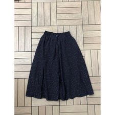 Vintage black small polka dot circle midi skirt