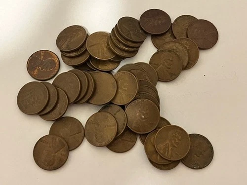 Roll of 50 1958-D (Denver Mint) Circulated Lincoln Wheat Pennies G-XF