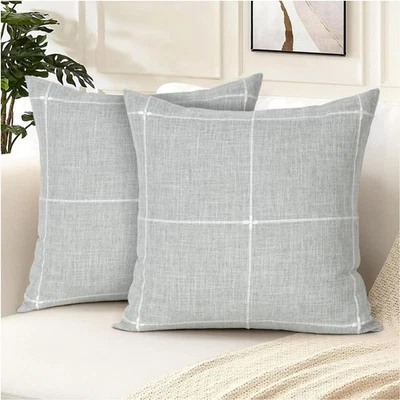 Kissenbezug Leinen 45x45 cm 2er Set Boho Grau Dekor atmungsaktiv langlebig - Bild 1 von 4
