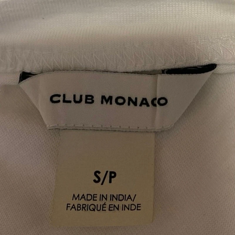 Club Monaco Women's White Blue Striped Long Sleeve Crew Neck Shirt Crop Top Sz S - Image 3 of 4