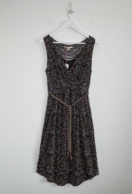 NWT White Stuff Printed Jersey Dress Crochet Detail Woven Braided TieBelt UK 12