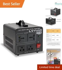 Voltage Converter Transformer 1000W Step Up Down 220V 240V US Universal Outlets