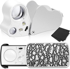 2 Pieces Jewelers Loupe 30X 60X 90X Illuminated Eye Loupe Magnifier Jewelry Magn