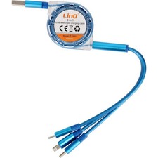 Cavo di ricarica retrattile USB-A 3 in 1 Linq IP-7893 connettore Lightning,Micro