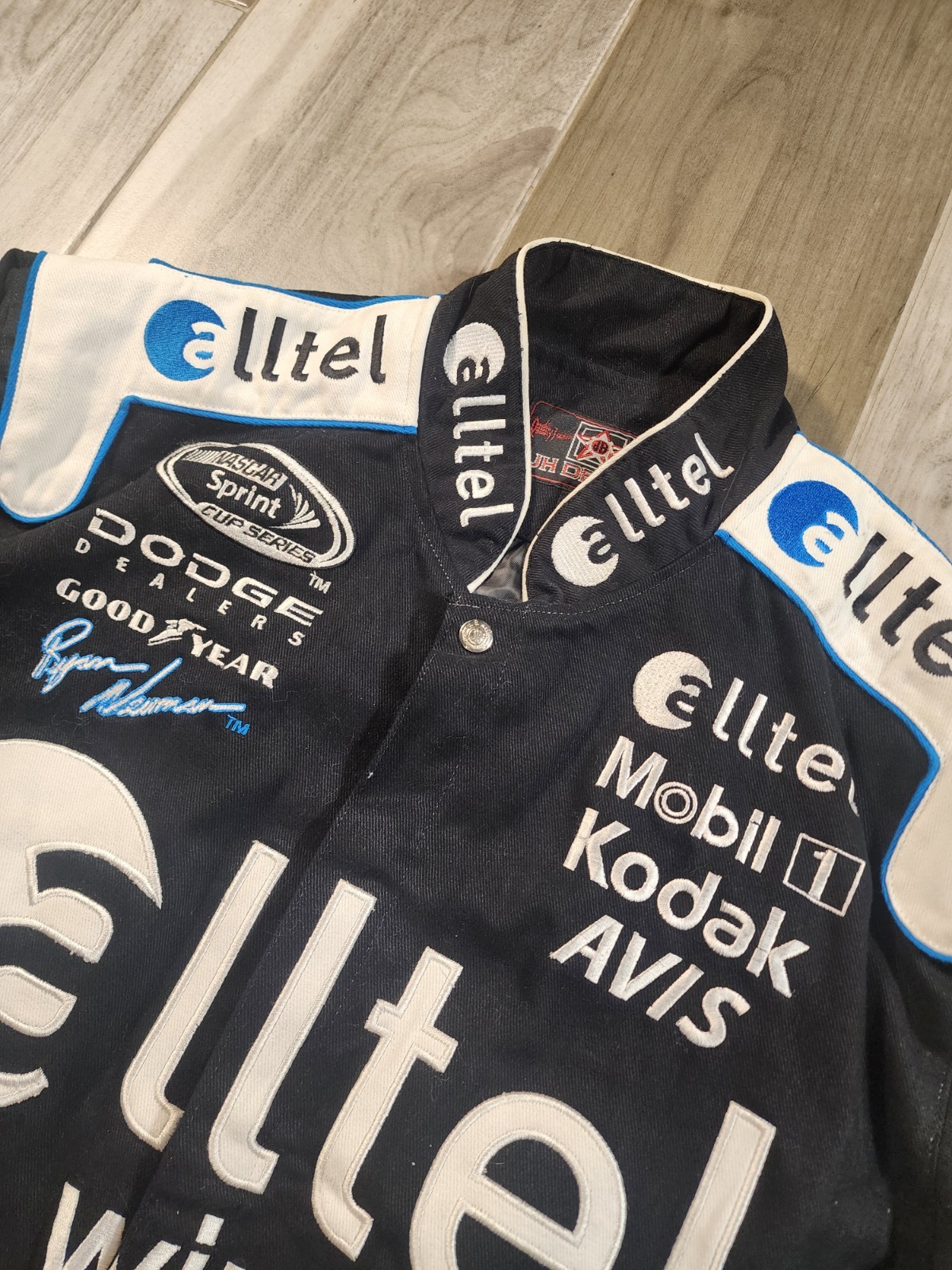 Vintage JH Design Nascar Racing Jacket Ryan Newman Alltel Dodge M Blue Black