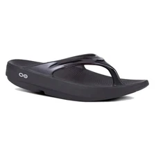 OOFOS Oolala Beach Thong Sandals Womens Size 38 US 7 Recovery Comfort Shoes Blk