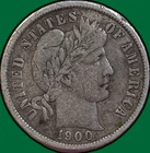 1900 Barber Dime Choice Very Fine VF+ Coin #35708