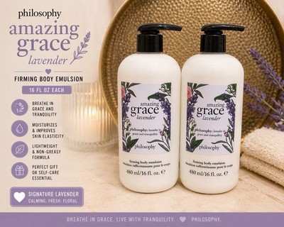 Philosophy Amazing Grace Lavender Body Emulsion 16 oz Lot of 2 New