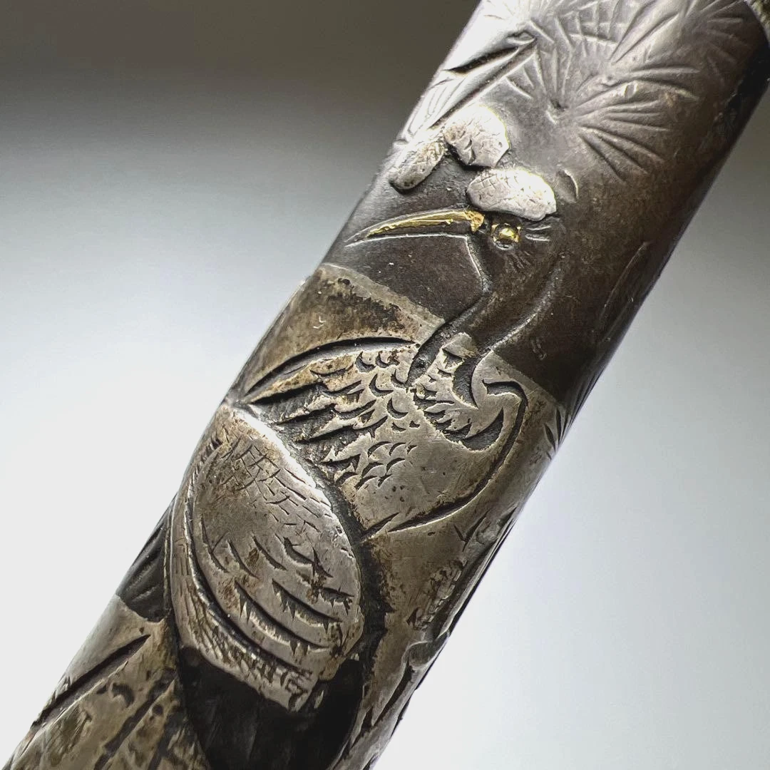 江戸期　竹直刻　金象嵌　特大銀煙管　125g 東Y8-0502☆2Fトサト 烟管| eBay