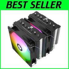 Quiet Dual Fan CPU Air Cooler for Intel/AMD - 154mm Height with ARGB Lighting