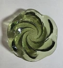 Vintage Fenton Avocado Green Swirl Trinket Dish Ash Tray 5.5 Inch Ruffled Edge