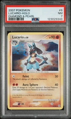 2007 POKEMON DIAMOND & PEARL #6 LUCARIO-HOLO PSA 7