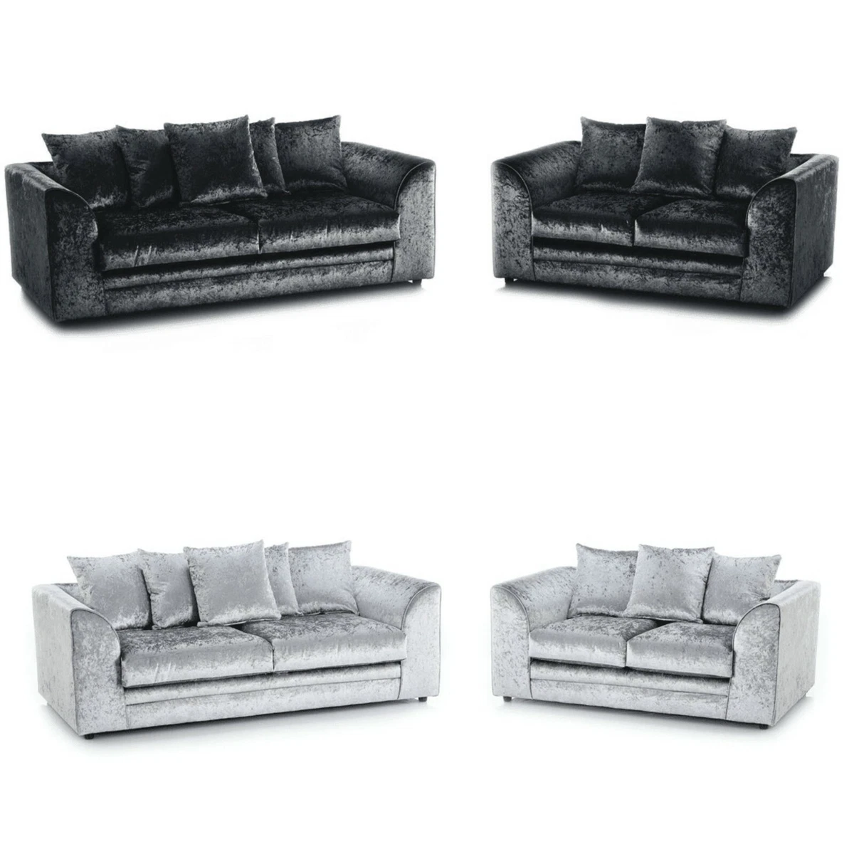 3 and 2 seater cheap crushed velvet sofa