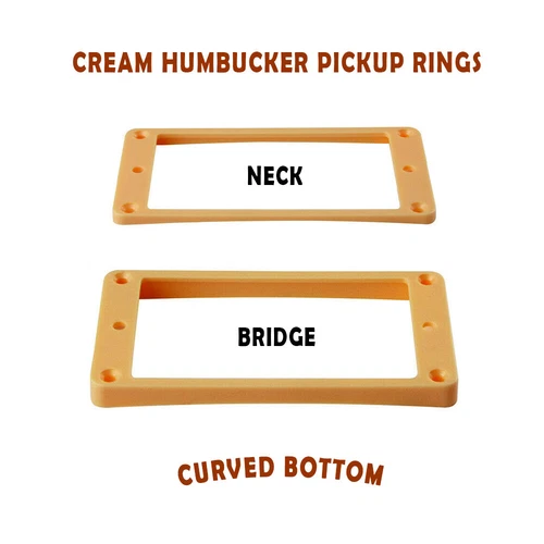 2 Cream Humbucker Pickup Rings Curved Bottom Frame for Epiphone Les Paul Guitars
