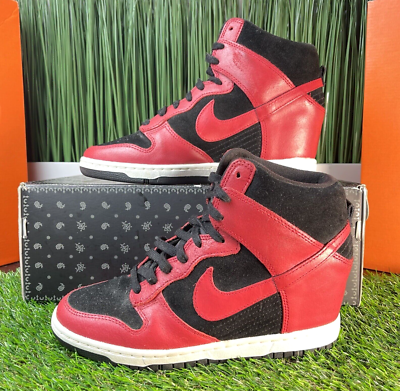 nike dunk sky hi red and black