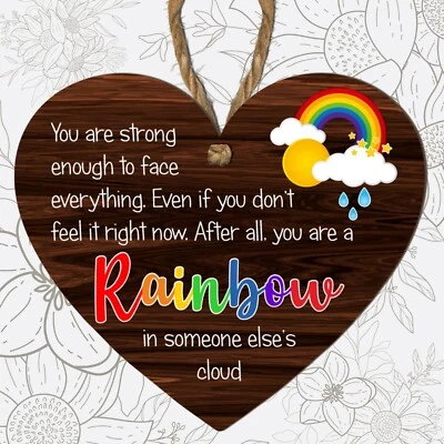LASER CRAFT SHAPES LTD Heart Plaque Inspirational Gift – "You Are a Rainbow in Someone's Cloud" Decor