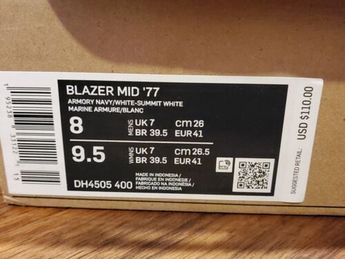 NUOVE sneakers uomo taglia 8 NIKE BLAZER metà 77 Armory Navy Summit bianche DH4505-400 - Foto 2 di 14