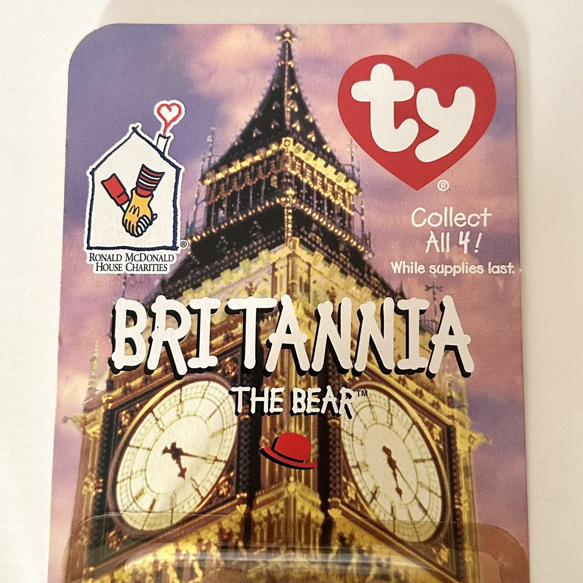 TY Beanie Baby Britannia The Bear 1997 McDonald's Rare Tag Errors