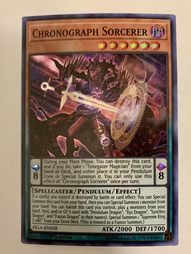 YuGiOh! Chronograph Sorcerer - FIGA-EN058 - 1st Edition - Super Rare *NEW* - Picture 2 of 4