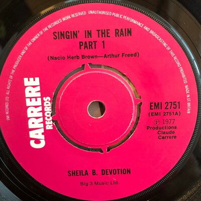 Sheila & B. Devotion Singin' In The Rain 1977 Disco Soul 7'' vinyl