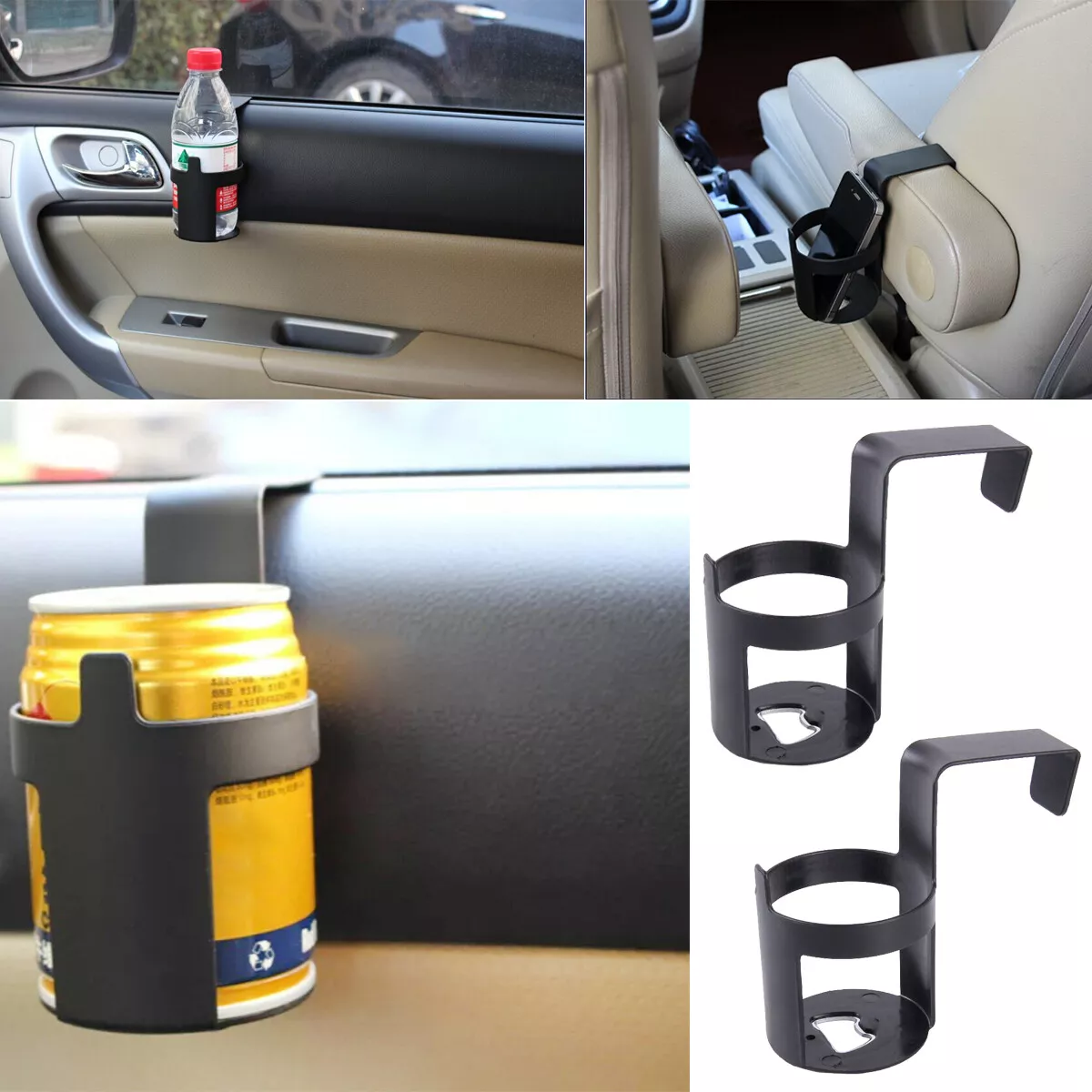 2X Universal Black Car Truck Door Cup Holder Mount Beverage Drink Bottle  Holder