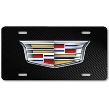 Cadillac Cadi Inspired Art Aluminum License Plate Tag Dark Carbon Fiber look