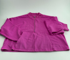 Victoria's Secret PINK Long Sleeve Half Zip Sweatshirt w/Pockets Pink XXL NWT