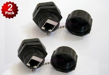 2x CAT6 Shielded Panel Mount Network Couple RJ45 Ethernet w/ Water Dust Cap