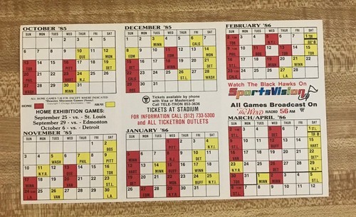 Programma hockey Chicago Blackhawks 1985-86 mai piegato sponsorizzato da Budweiser - Foto 5 di 5