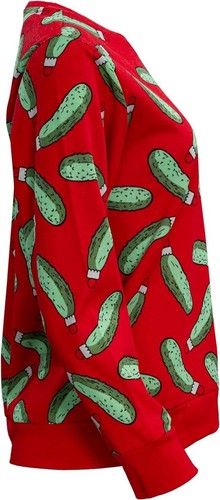 Rick and Morty Pickle Christmas Ornaments All Over Youth Red Cosplay Sweatshirt - Picture 4 of 12