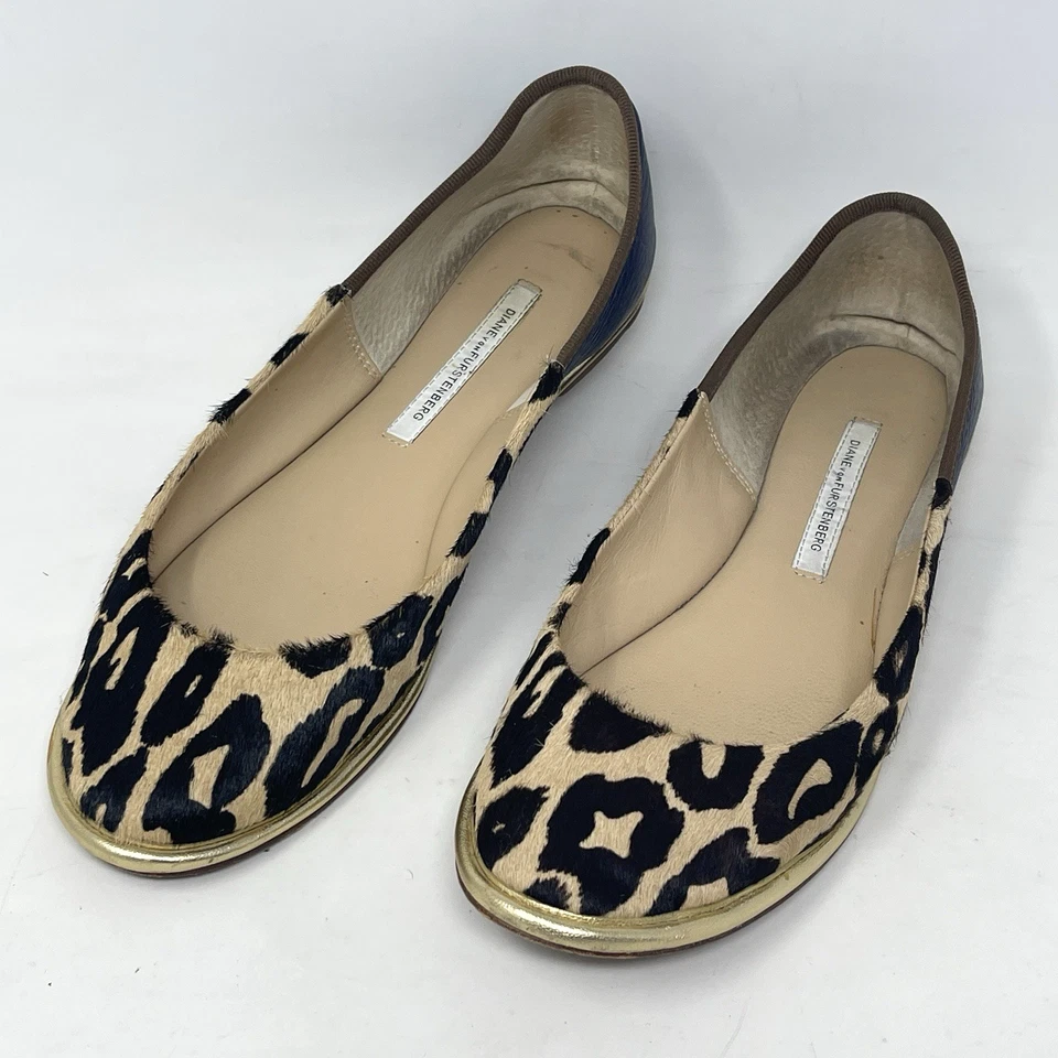 Sapatilhas de balé femininas Diane Von Furstenberg 9 Botsuana estampa animal chita leopardo - Imagem 2 de 4