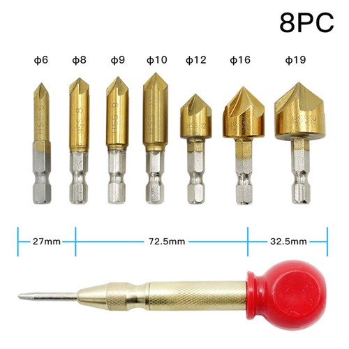 6tlg HSS Senker Bohrer Set Titan 6-19mm für Akkuschrauber Sechskant Bit Aufnahme - Bild 4 von 9