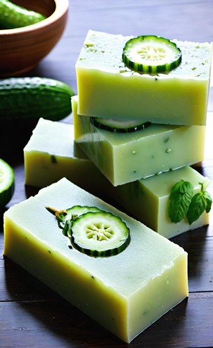 Cucumber Handmade Organic Soap Bar Natural Oil Wonderful Scent Premium Body - Picture 9 of 11