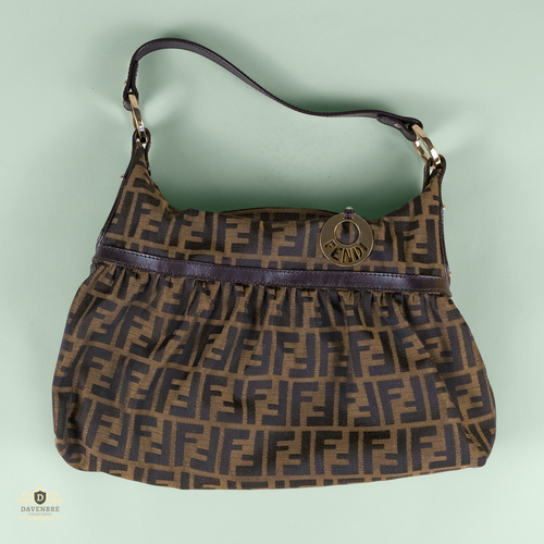 Vintage Fendi Chef Hobo Zucca Jacquard Canvas Large Bag w/Original Box and Bags - Picture 3 of 20