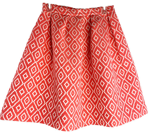 Hutch for Anthropologie Coral Ikat Pleated Skirt Size 10 Aztec Print Pockets