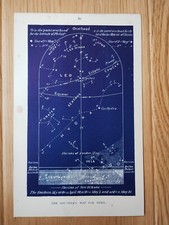 Southern Star Map for April - Antique Print - 1890