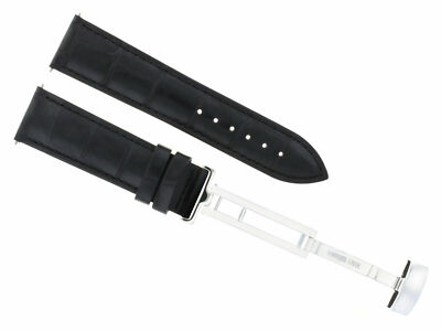 20MM LEATHER WATCH STRAP BAND DEPLOYMENT CLASP FOR ROLEX DATEJUST GMT BLACK
