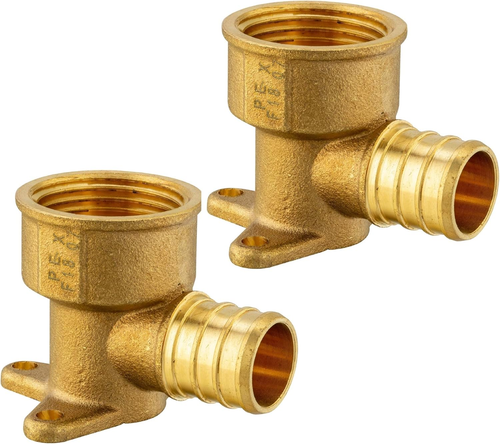 (Pack of 2) Pex 3/4 Inch X 3/4 Inch Female NPT Drop-Ear Elbow Barb Crimp Brass