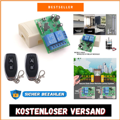 Fernbedienungsschalter DC 12V/24V mit 2 Sendern für Motor, Licht & Tortür, DI...