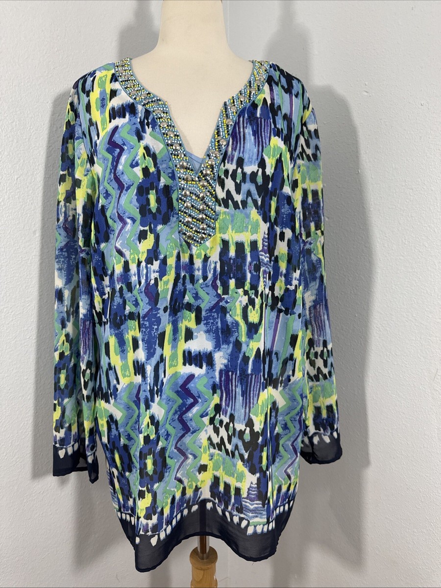 Valerie Stevens Blouse Womens Extra Large Beaded Studded Pullover