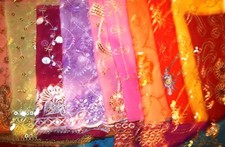 10 Pack 8" x8"  Vintage Dupatta Beaded,Fabrics,Embroidered Beaded swatches