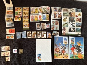 Lot of Unused 32 Cent Stamps Vintage U.S. Postage + Misc - Face Value $21.12