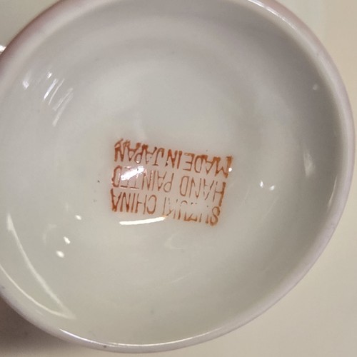 Tazza da tè e piattino vintage Suzuki Cina dipinto a mano in Giappone rosa floreale farfalla - Foto 17 di 21