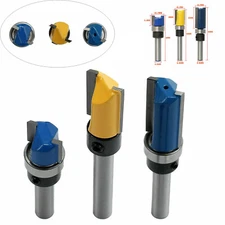 3Pcs/Set 1/4" Shank Top Bearing Flush Trim Pattern Router Bit Set Milling Cutter